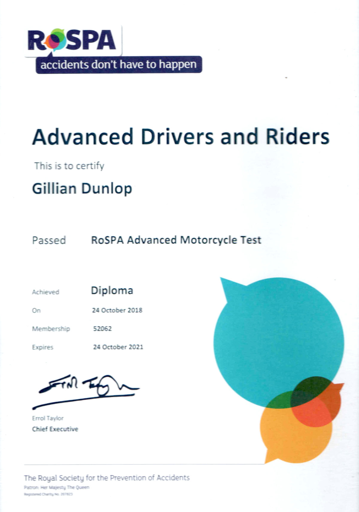 rospa motorcycle test